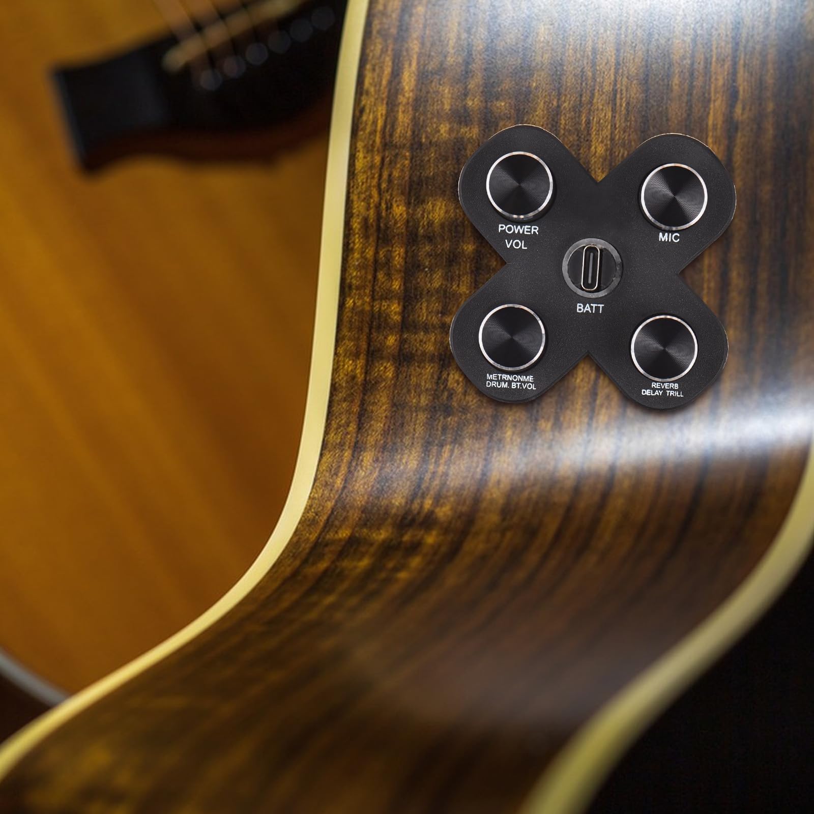 Pickup di chitarra set BT Pickup a vibrazione abilitata con metronomo della batteria incorporato Funzione tremolo per la pratica della chitarra acustica ABS Black 8 x 5,5 x 6cm