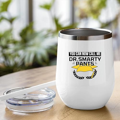 Miniatura 5 de Funny Graduation Gift for PhD Doctoral Medical Student Friends Dr Smarty Pants 12oz Wine Tumbler Cup