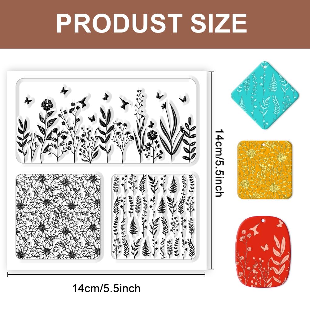 Feuille Texture Argile Feuilles Texture Argile Polymère Keoker - Pour Création Boucles D'oreilles - N°7-8 Pate Fimo