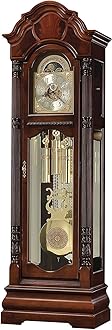 Howard Miller Winterhalder II Floor Clock, Wood Finish Decor with Illuminated Case - Analog Display Triple-Chime Movement Cable Driven, Moon Arch Vertical Home Decor for Bedroom & Living Room