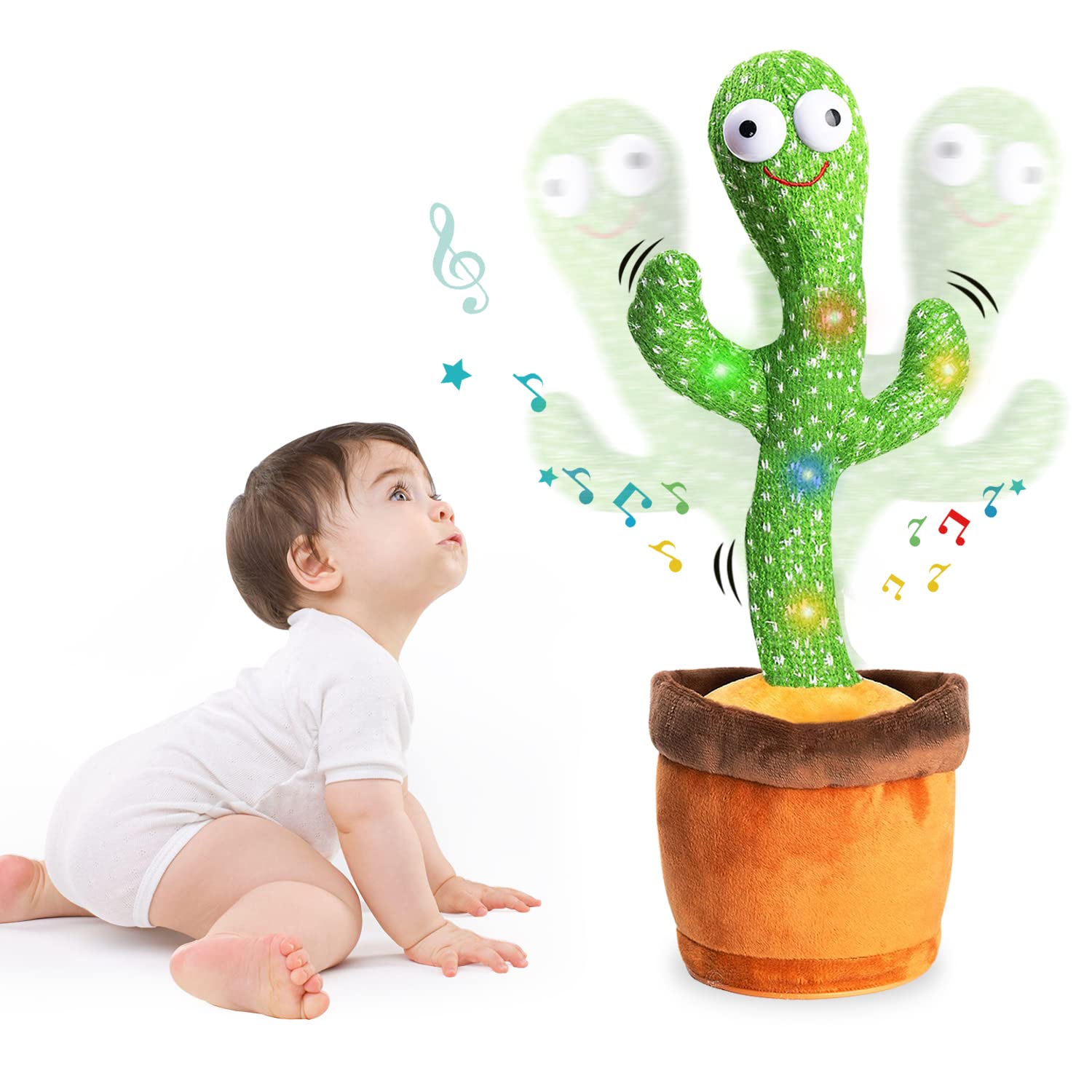 Dance Talking Cactus Toy Singing Dancing Mimicking Toy for Babies Repeating Cactus Repeats What You Say Plush Toys