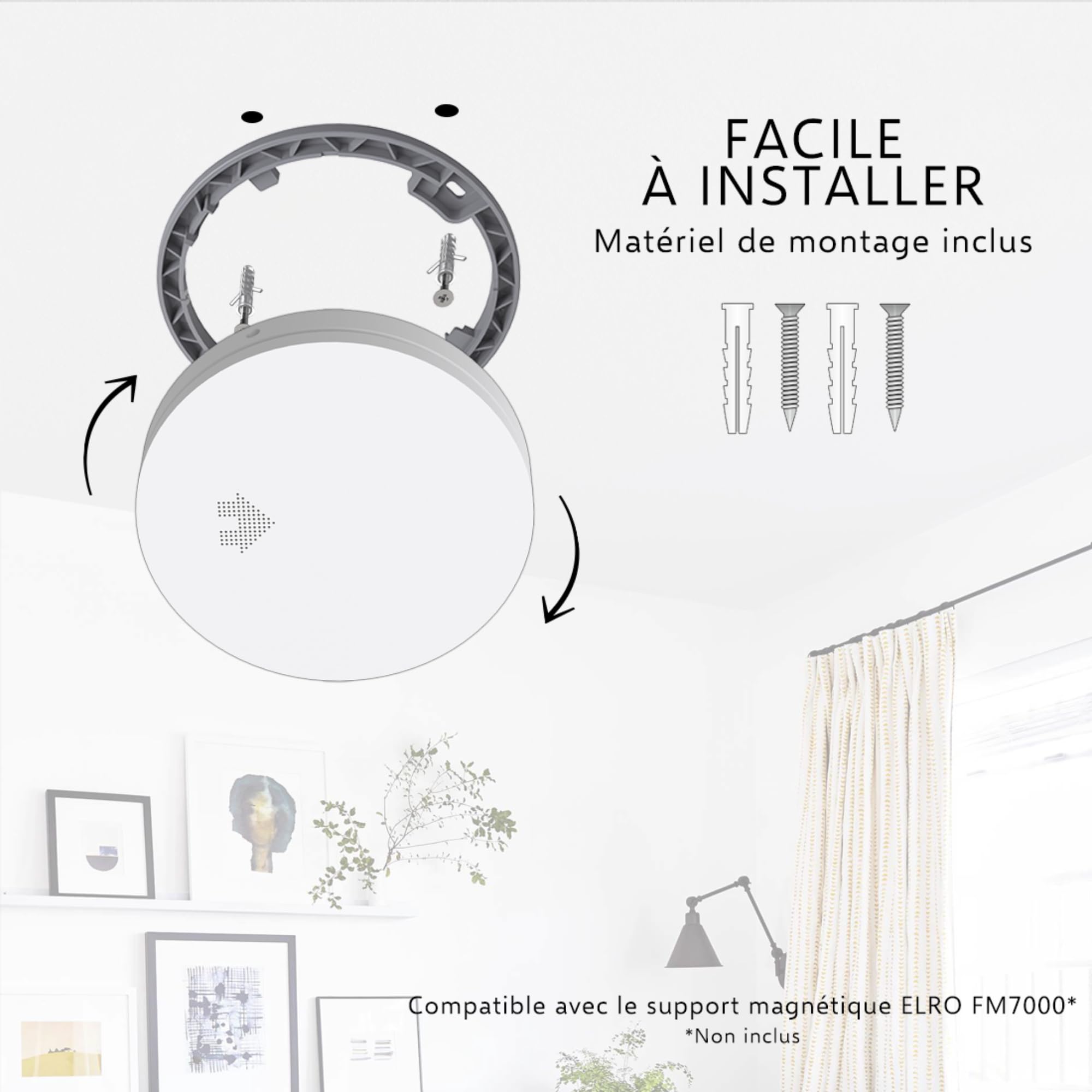 ELRO FF4610 Design-Brandschutz-Kit - 2X Ultraflacher Rauchmelder & Ultraflacher Kohlenmonoxid-Melder mit 10-Jahres-Batterie - Entspricht der europäischen Norm EN14604 und EN50291
