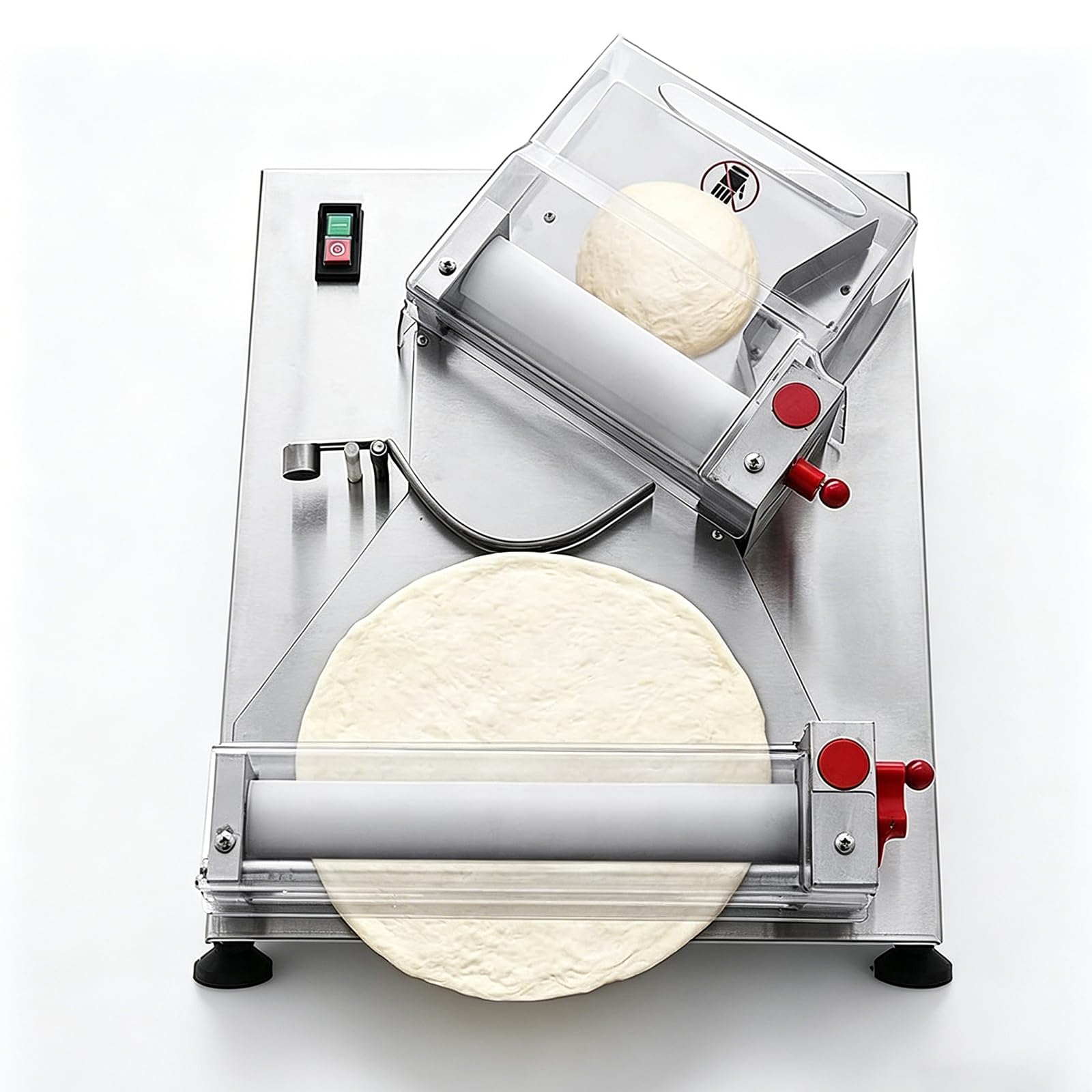 Rullo Per Pasta Per Pizza 370 W, Max 11", Rullo Per Pasta Per Pizza Elettrico Automatico Da 370 W, Macchina Per Impastare A Spessore Regolabile In Acciaio Inossidabile Per Attrezzature Per Noodle