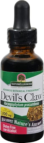 Nature's Answer Suplemento de extracto de hierbas de raíz de garra de diablos con bajo contenido orgánico de alcohol de 1 onza  Joint Support