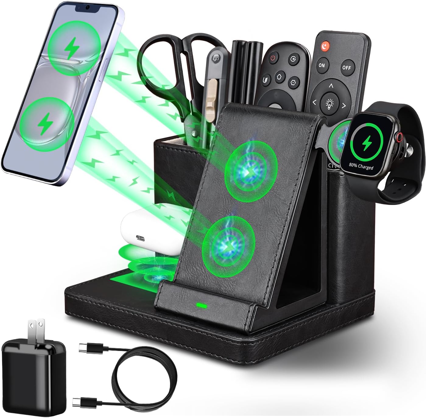Image showcasing Amazon.com: OhM-ega Bamboo Pen Holder, Pen Organizer for Desk with ...