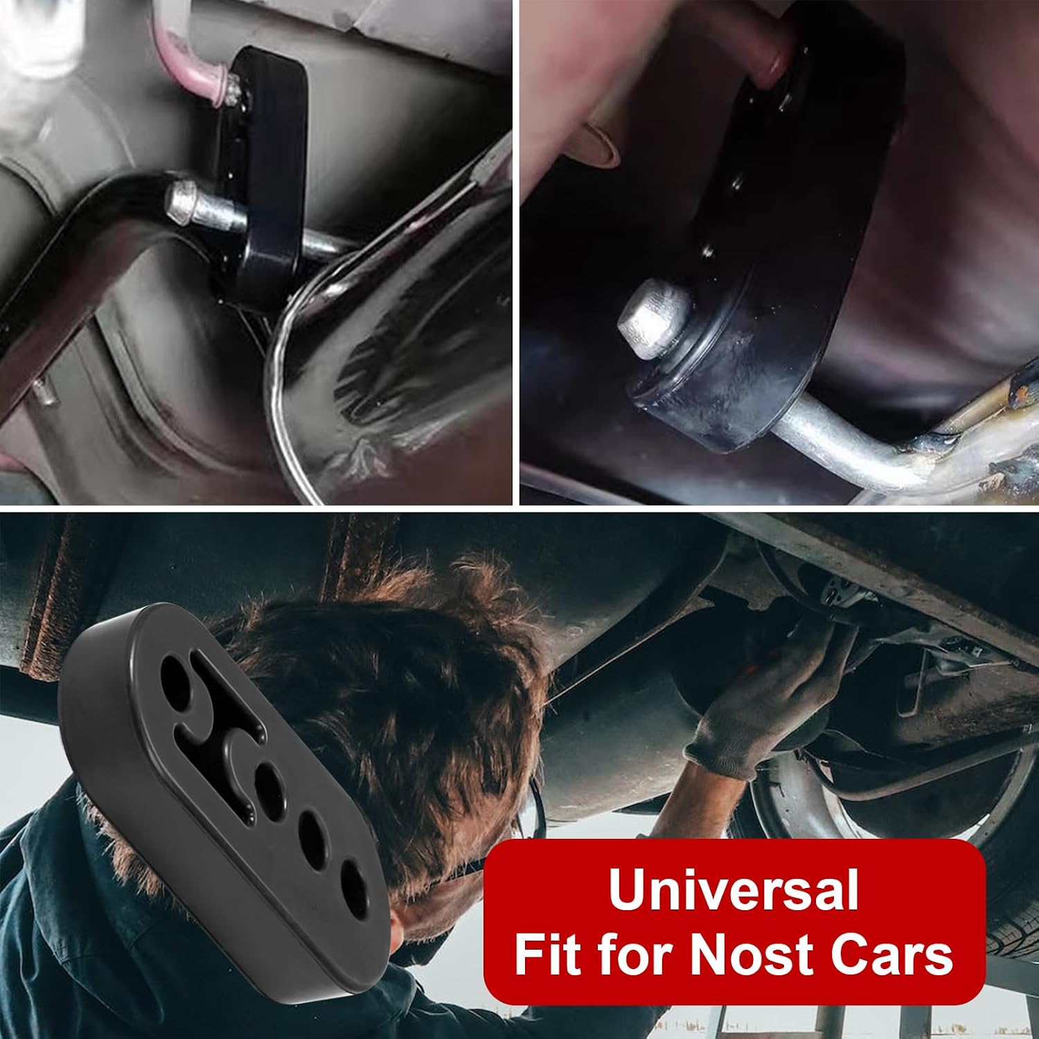 Exhaust Hanger Rubber Adjustable Insulator Bushing Mount 4 Holes, Tail Pipe Muffler Shock Absorber Universal Heavy Duty for most Cars Truck Jeep SUV Upgrade, 4PCS