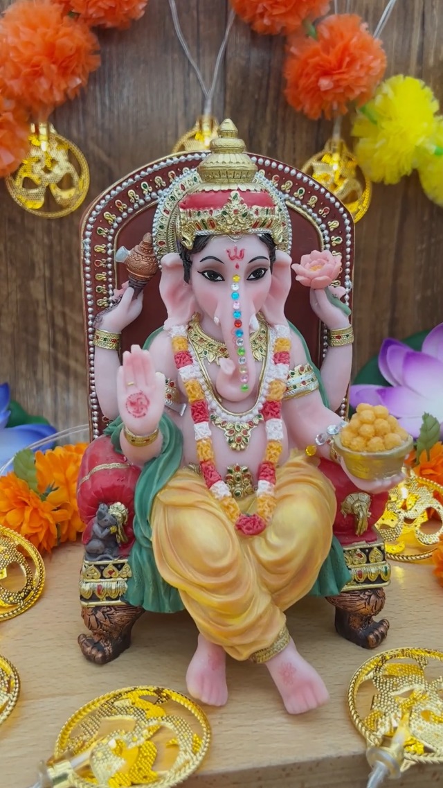 Estatua Ganesha Hindú de Polystone de 7.8 pulgadas miniatura 7
