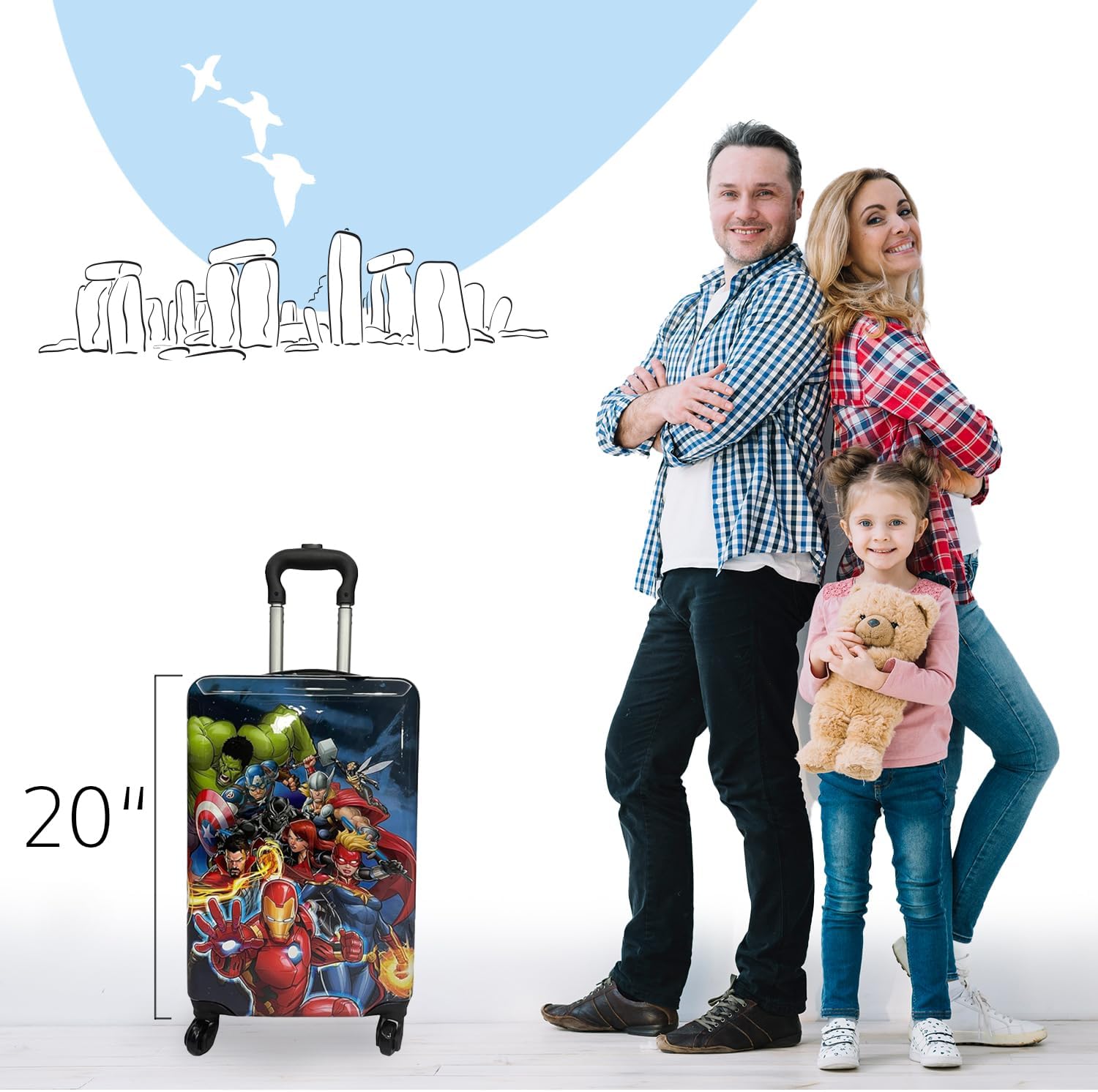 Fast Forward 20 Inches Avengers Luggage-Hard-Sided Tween Spinner Carry-On Travel Trolley Rolling Avengers Suitcase for Kids