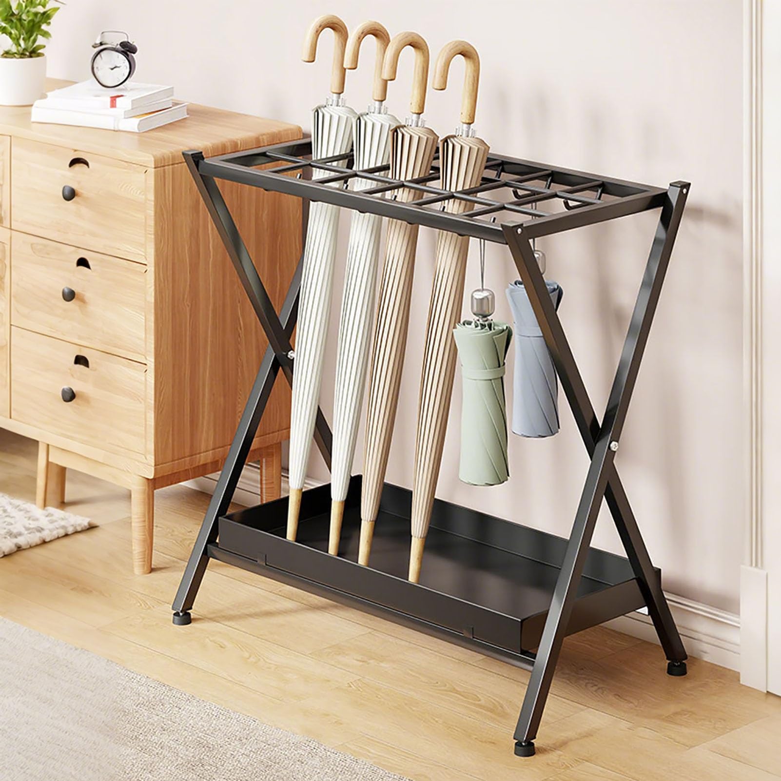Porte-parapluies pliable de rangement pour cannes de marche et terrasse