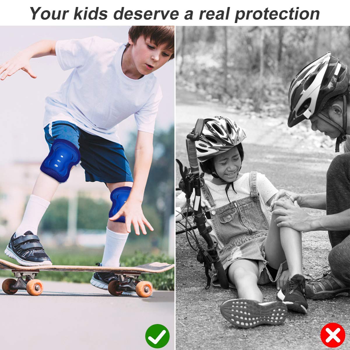 BCOATH 1Set Sports Protection Gear Thickened Knee and Elbow Pads for Roller Skating Cycling and Outdoor Activities Durable Shock Absorbing Design Dark Blue