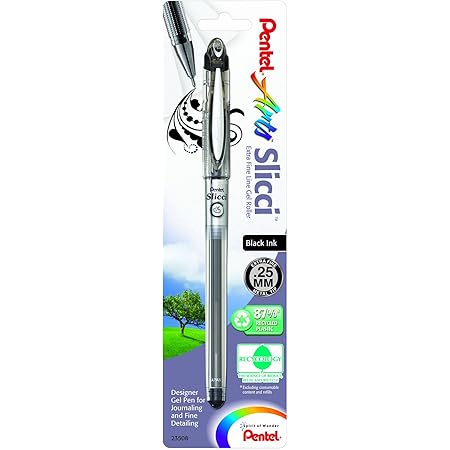 Amazon Com Pentel Arts Slicci 0 25 Mm Extra Fine Gel Pen Black Ink 1 Pack Bg2bpa Home Kitchen