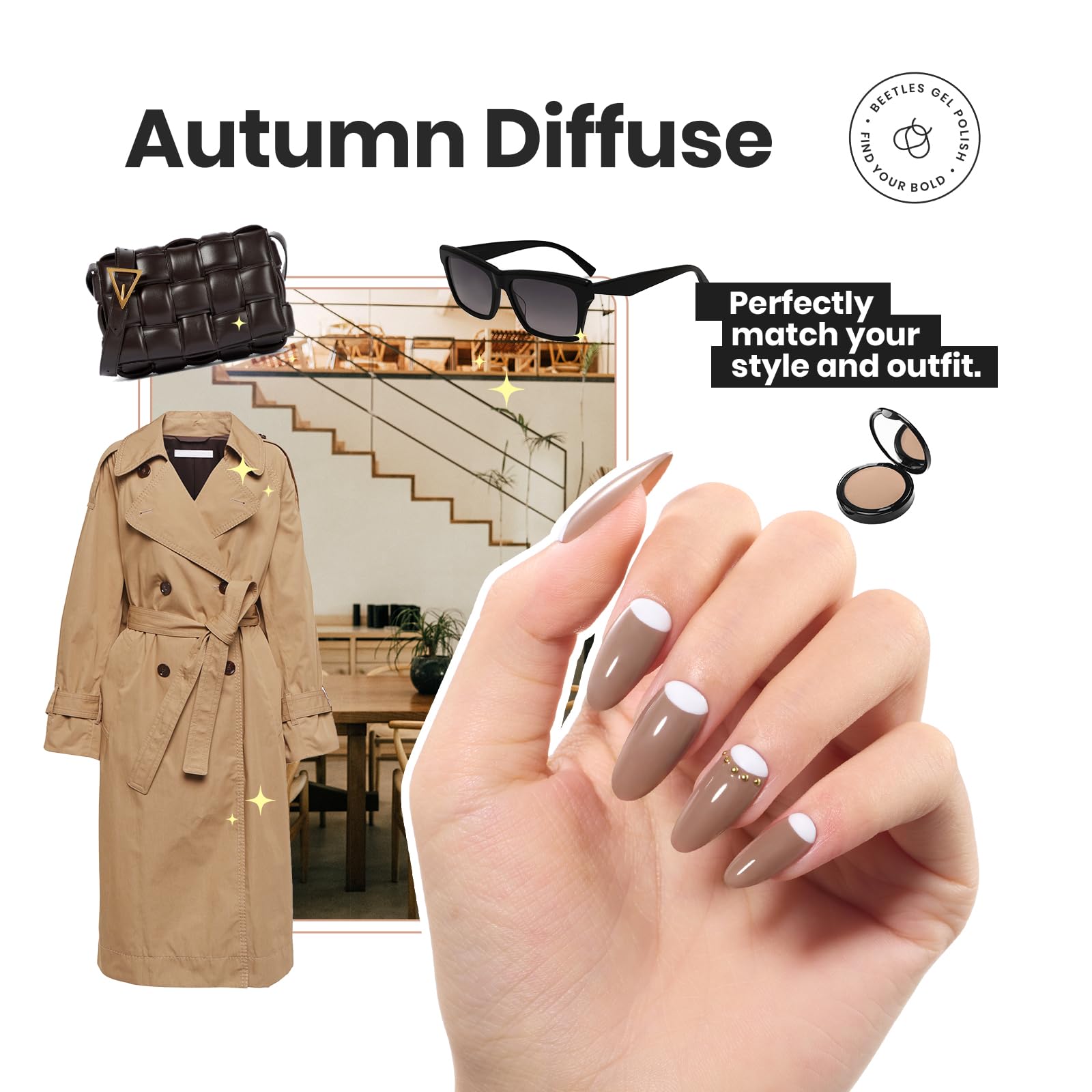 Beetles - Juego de 6 esmaltes de uñas color nude, mousse de coco, de secado rápido, color rosa, de larga duración, neutro, marrón, rojo, borgoña, esmalte oscuro, brillante, para resultados de calidad 3