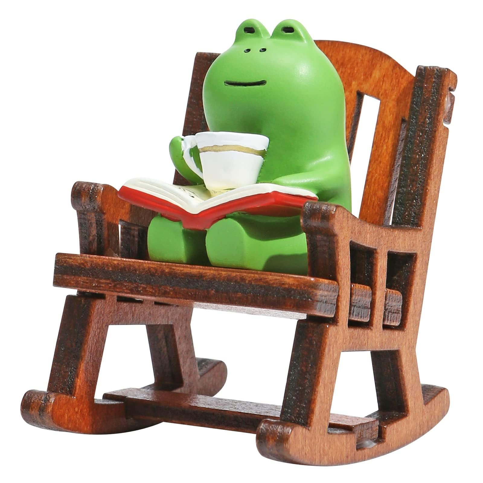 Miniature Frog Figurines Statue, Cute Frog Figure Collectibles Lovers Home Decorations, Funny Frog Sculpture Desktop Decoration for Plant, Shelf, Table, Garden