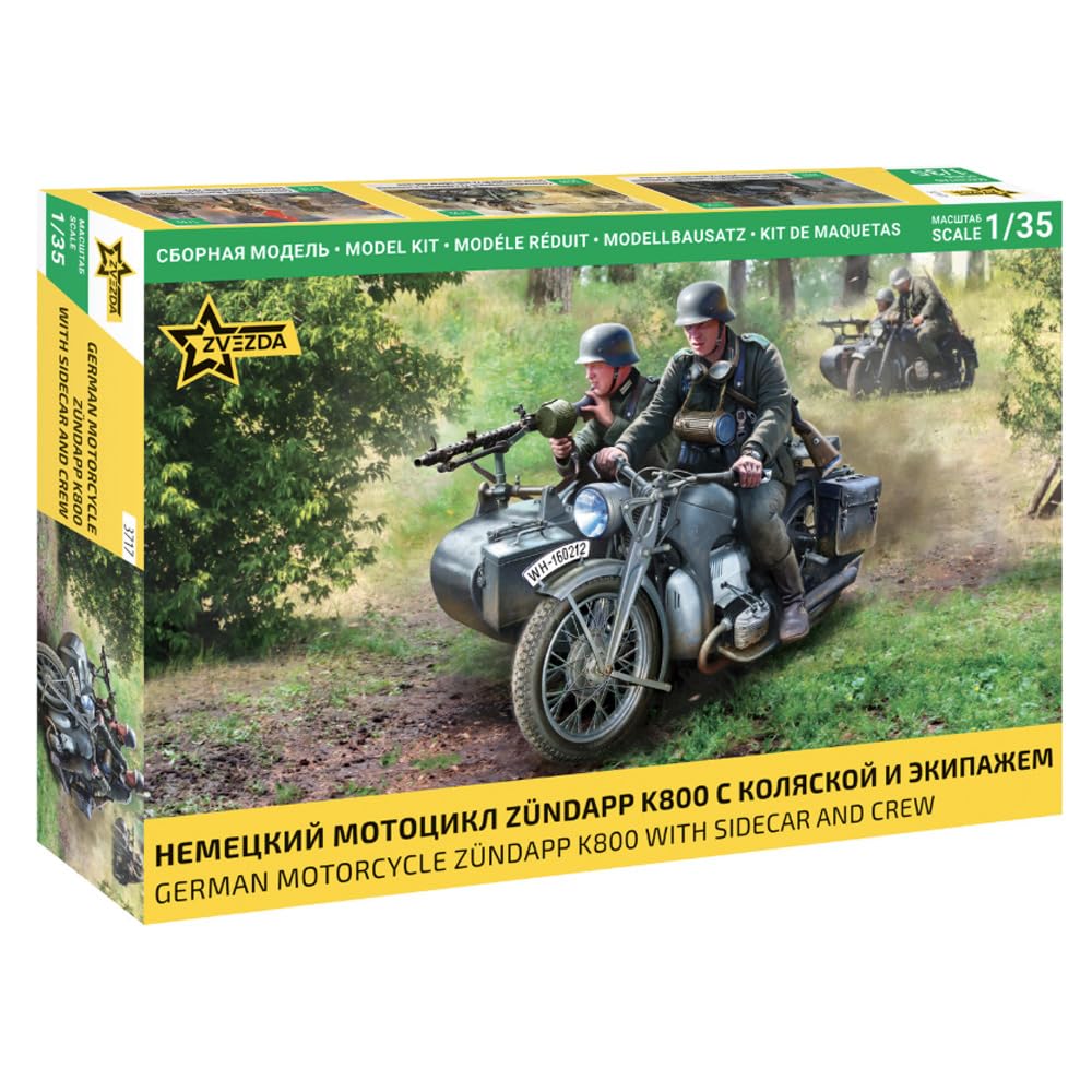 ZVEZDA 3717 1/35 German Motorcycle Zundapp K800 With Sidecar And Crew