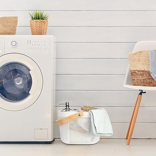 Miniatura 5 de 6 cestas de almacenamiento de malla de plástico con asa de 9.8 x 10.2 x 7.1 pulgadas, cesta de almacenamiento de cosecha de jardín, cesta colgante