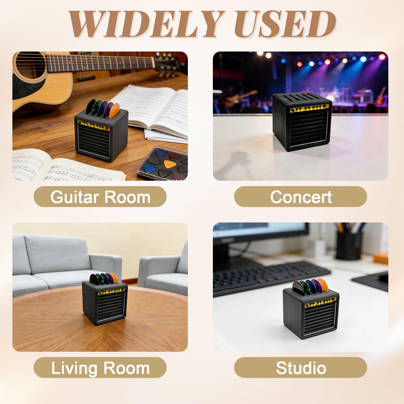 Boite Mediator Guitare avec 5 Mediators, Mini Accessoire Guitare en PLA Imprimé en 3D, Guitar Accessoires Set de Rangement pour Médiators Destiné aux Guitaristes et Mélomanes(Noir)