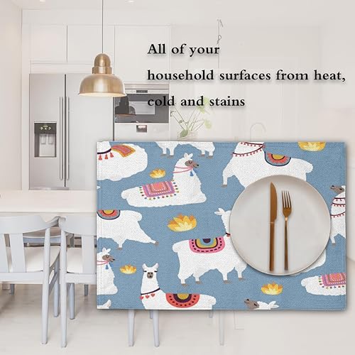 Miniatura 7 de Llamas Animals Texture Placemats Set of 4 Table Mats Washable Placemat Waterproof Place Mats for Party Home Dining Table Decor 18x12 in