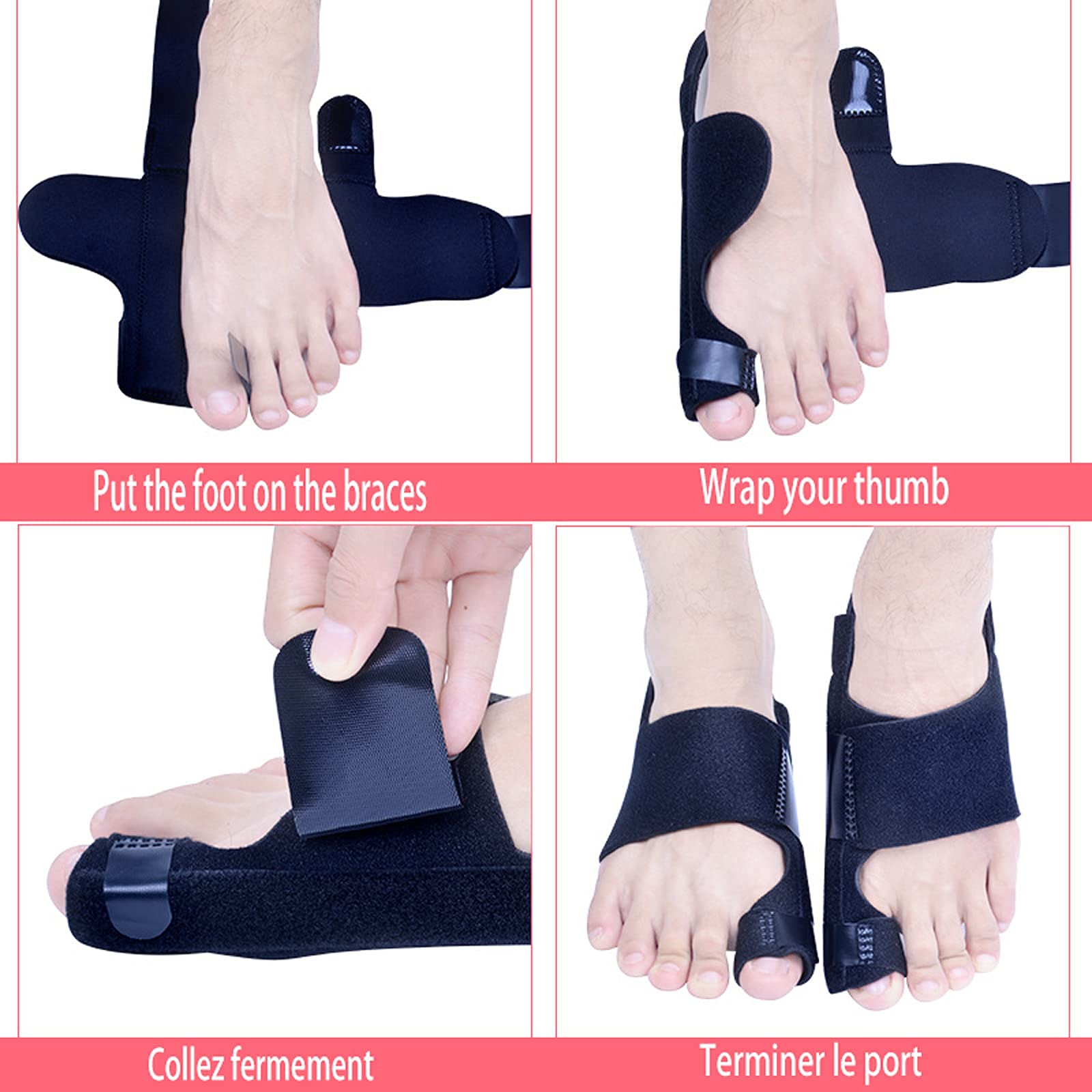 1 para korektorów hallux valgus pedic separatory dużych palców u stóp rękawy łagodzące komfortowy i oddychający materiał dla mężczyzn i kobiet wsparcie na dzień i noc.Bla