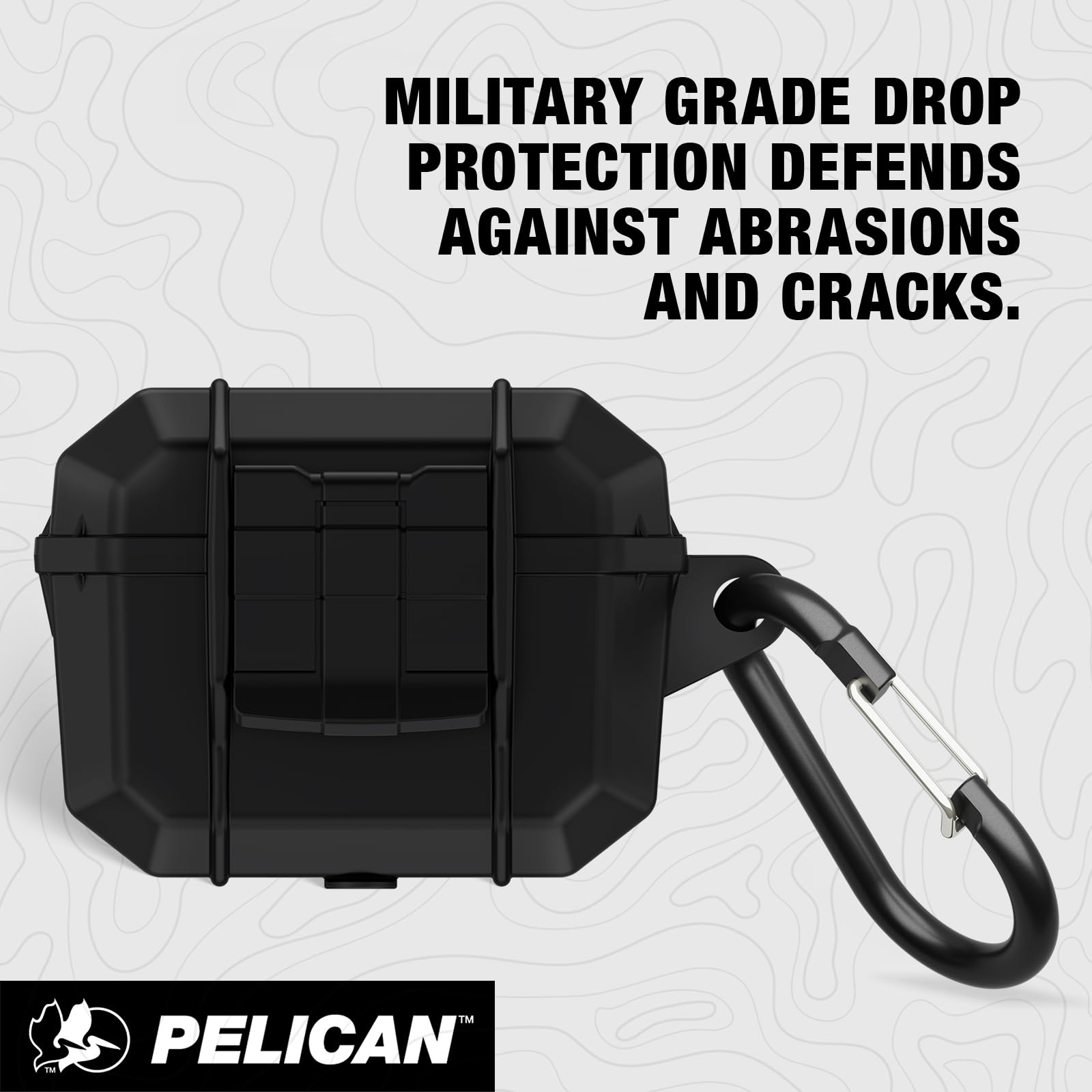 Pelican Marine Series - Custodia per AirPods Pro 3 con moschettone [compatibile con ricarica wireless] [protezione di grado MIL], custodia impermeabile IP68 resistente per AirPods Pro 3, colore nero