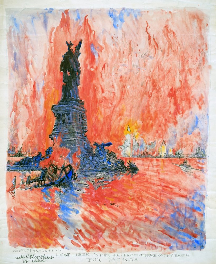 Amazon.com: Pennell Nyc Burning 1918 Nthe Statue Of Liberty In