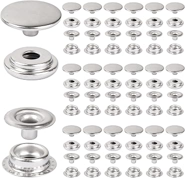 Framendino, 200 Pack Stainless Steel Snap Fastener Kit, 15mm Heavy Duty Button Press Stud Cap for Marine Boat Canvas Bag Leather DIY Craft