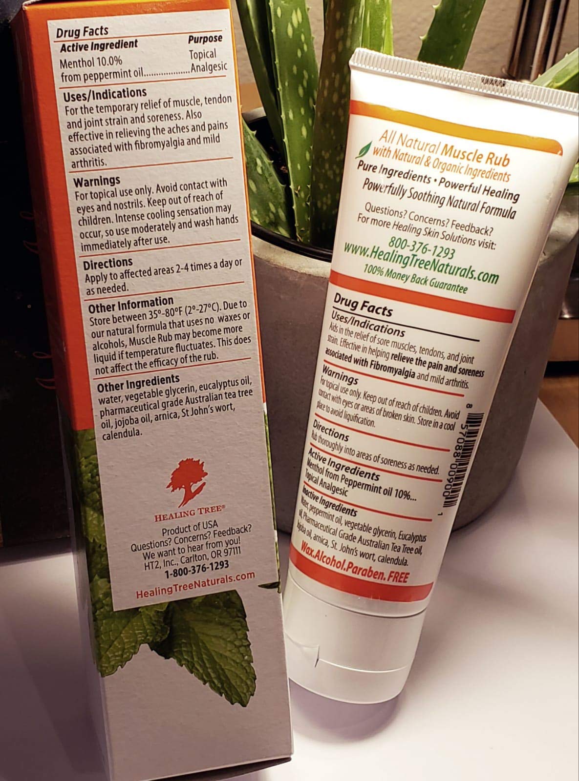 Natural Muscle Rub by Healing Tree Fast Acting Pain/Ache Relief A