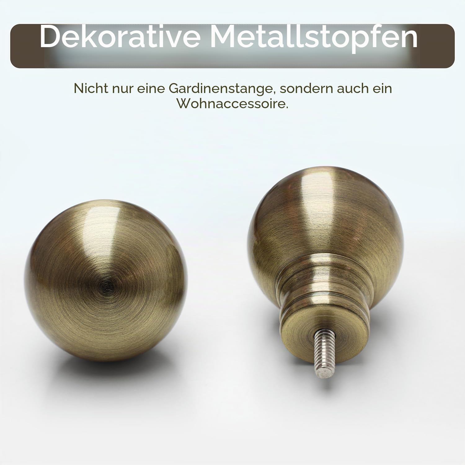 Gardinenstange Bronze Antik 80-292cm Ausziehbar Ø25mm Vintage-Stil | Lang Vorhangstange Wandmontage 15kg Tragfähigkeit Metall mit Kugel-Endstücken FüR Schlafzimmer Wohnzimmer Einfache Montage