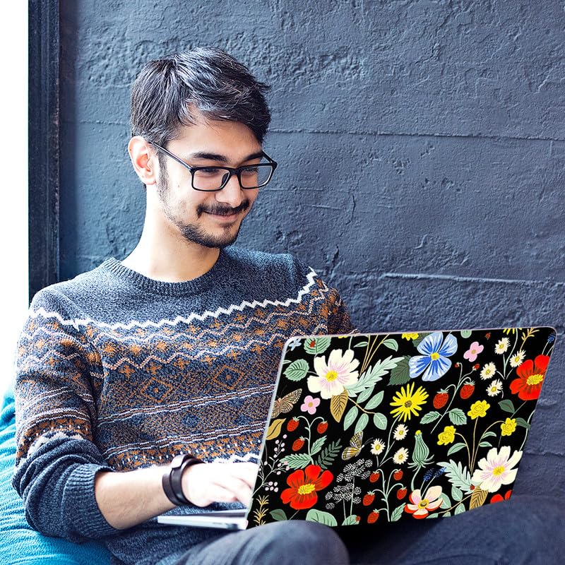 Image of Floral F43 Top+Wrist Pad Vinyl Laptop Skin /Sticker /Cover for 13 to 13.3 Inches Laptops Laminated-Removable-HD Quality Compatible for Hp-Dell-Sony-Lenovo-Asus etc.(13x9.2 Inches)
