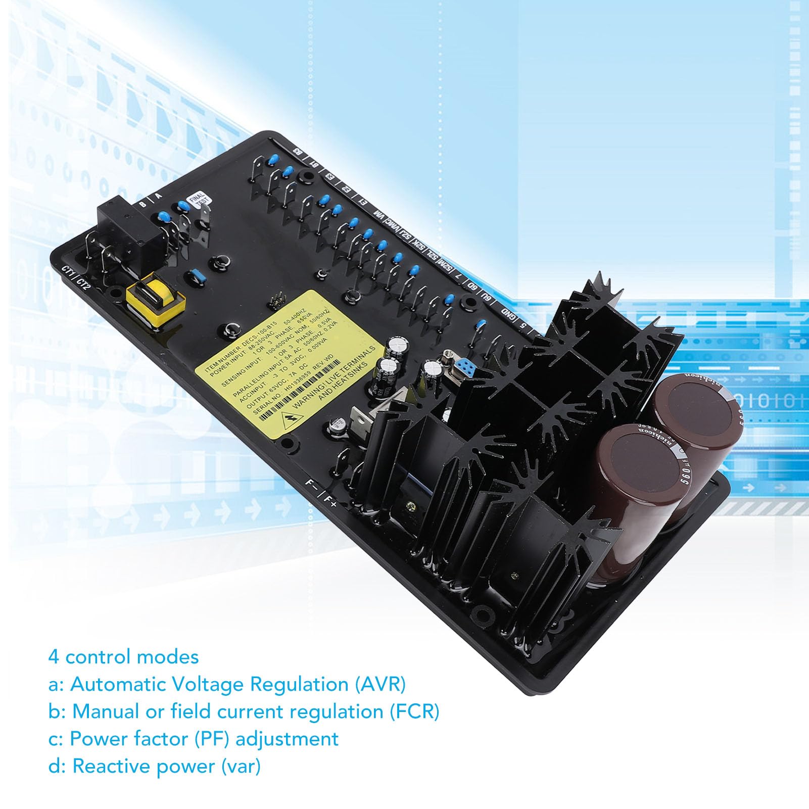 Regulador de Voltaje Automático AVR para Generador Eléctrico, Regulador de Voltaje Confiable con 4 Modos de Control, Plástico y Metal Duraderos, 1 Unidad