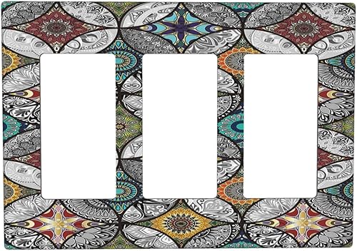 Miniatura 17 de Cubiertas de Interruptor de Luz de 1 Gang Medieval Abstracto Moderno Luna Estrellado Gran Ola Toggle Simple Placa de Pared Cubierta Decorativa de