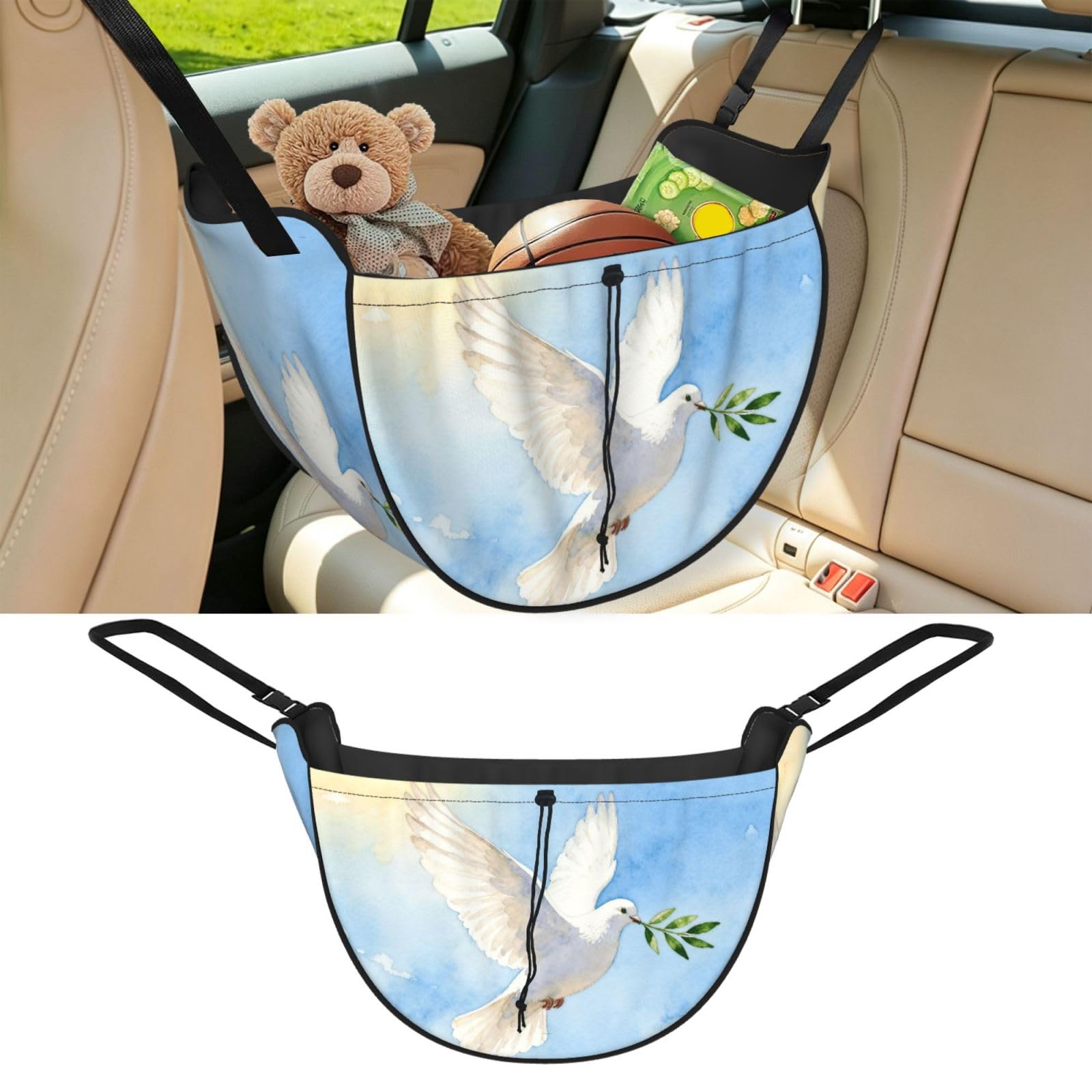 Cntdbu Black Dove Olive Branch Car Seat Organizer-Backseat Storage Bag For Travel