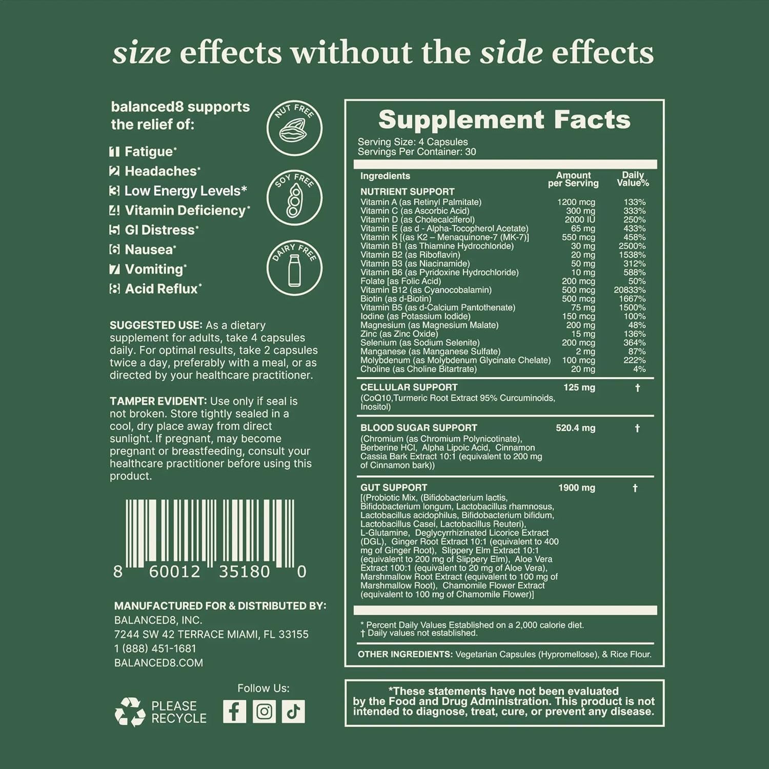 GLP-1 Support Supplement – Balance Side Effects with Probiotic, L-Glutamine & Chromium – Gut Health, Appetite & Metabolism Support for Women & Men – Non-GMO, Vegan, Made in USA – 120 Capsules — Amazon image 5