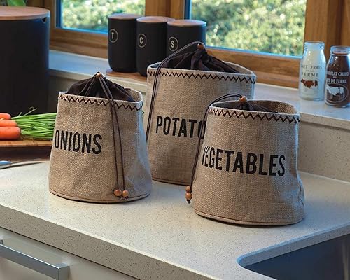 Miniatura 3 de Natural Elements Bolsa de cebolla con forro opaco, Hessian, Marrón, 7.9 x 7.9 in