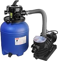 MEZOO High-Flo 2600 GPH Sand Filter Pump System, 12" Tank, 6-Way Valve & Strainer for Above Ground Pools