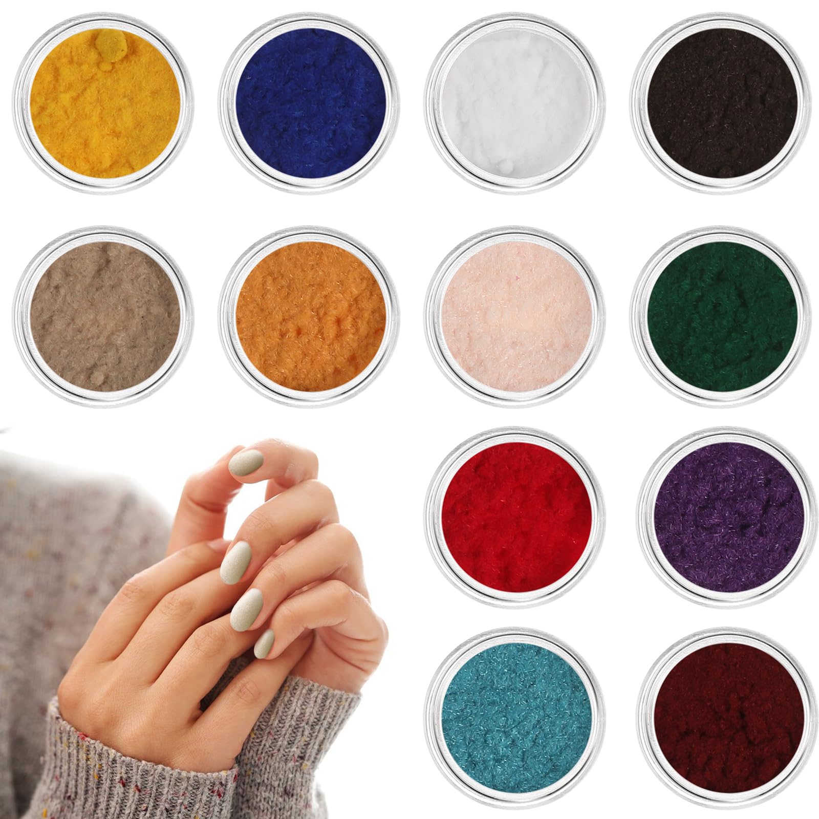 2Sets Flocking Decorations Nail DIY Pigment Powder Manicure DIY Nail Tool Flocking Pigment Supplies