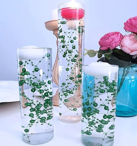 Miniatura 3 de 50 piezas de cuerdas de perlas Artificia para velas flotantes centros de mesa cuentas de perlas sintéticas verdes relleno de jarrón para mesa de