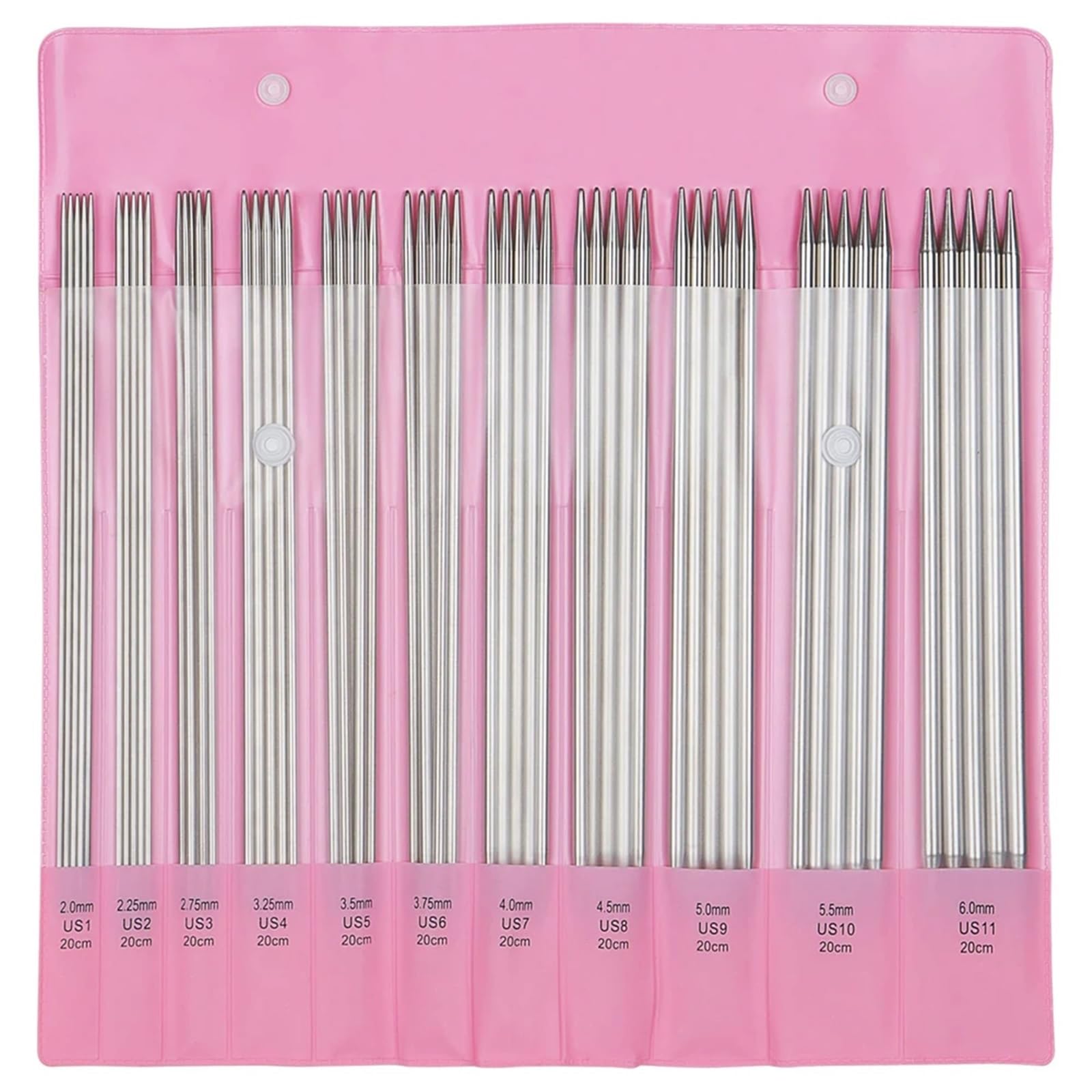 Knitting Needles 55Pcs 20cm Double Pointed Stainless Steel Knitting Needles Set Pins Beginners DIY Weave Sewing Tools 2.0-6.0mm