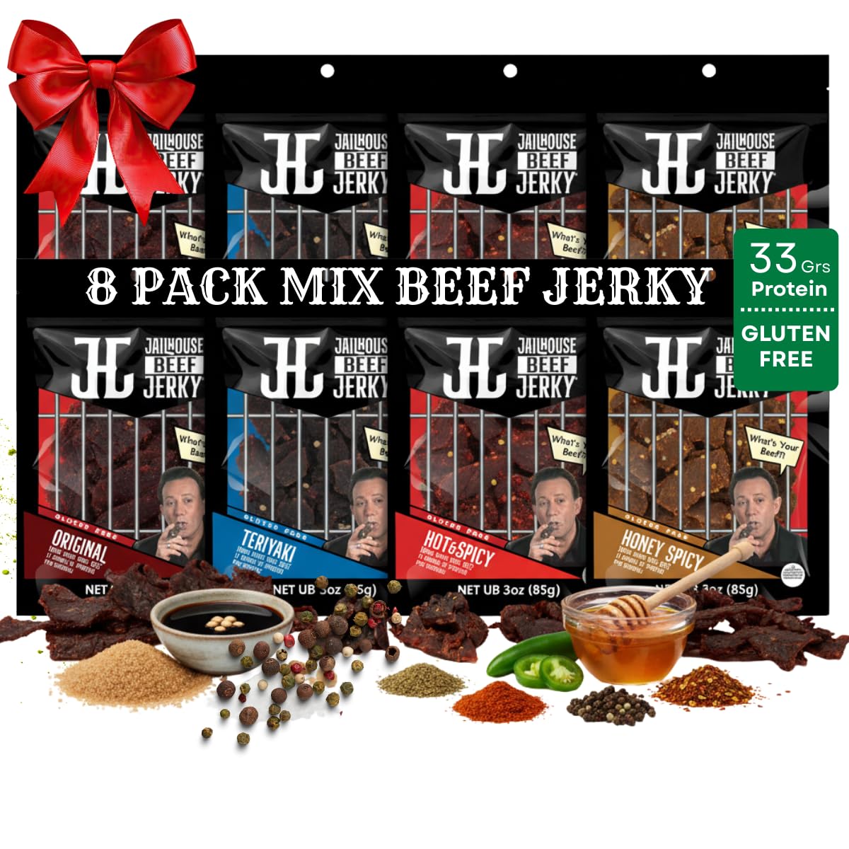 JailHouse Beef Jerky Mix Pack | High-Protein Snacks for adults, Gluten-Free Jerky Fuel for Active Lifestyles | Uncut Mob Taste | Your Poker Table