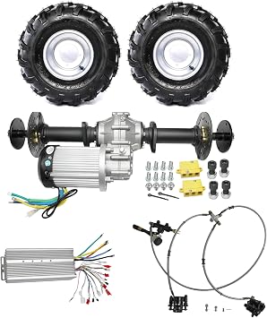 Complete 18x9.5-8" Tubeless Off-Road Tire & Rim Set with 32" Rear Axle, 60V 2500W Motor & Controller for ATV Quads, Buggies & Trikes