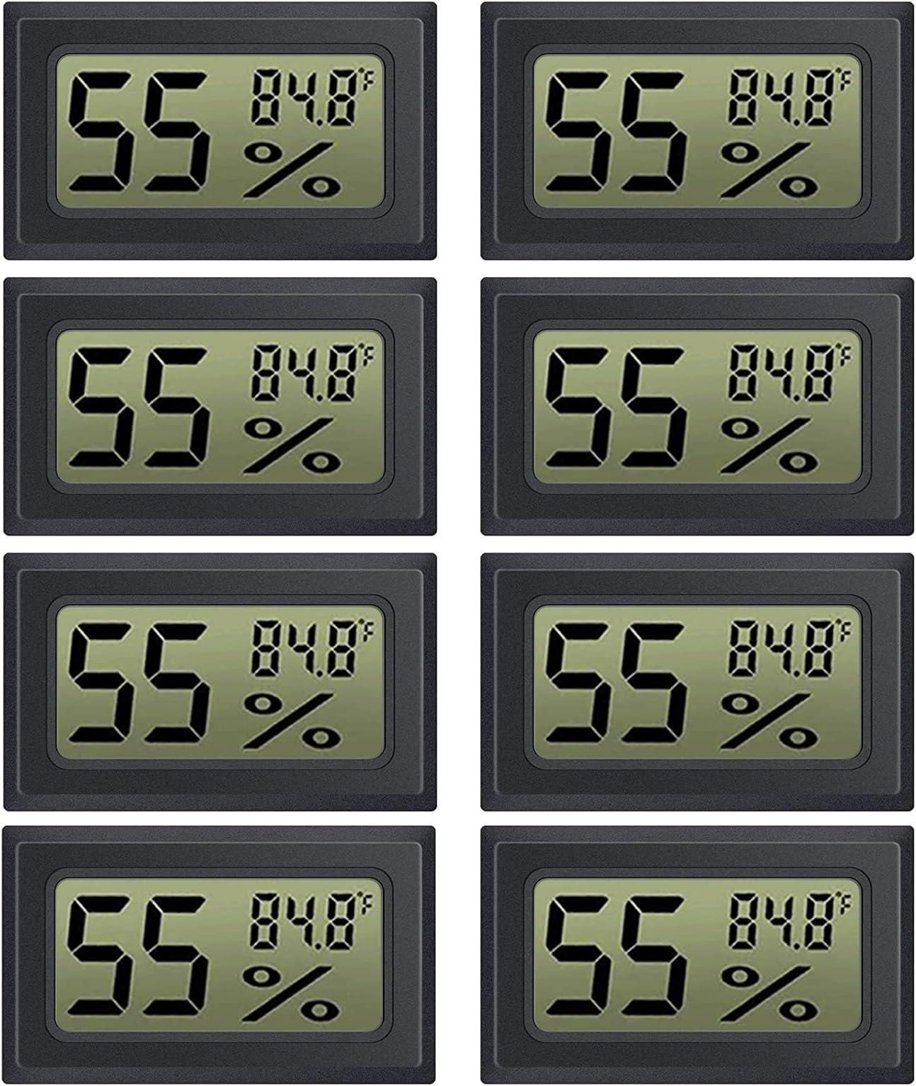 AUTIDEFY8 Pack Mini Digital Electronic Temperature Humidity Meters Gauge Indoor Thermometer Hygrometer LCD Display Fahrenheit (℉) (Black)