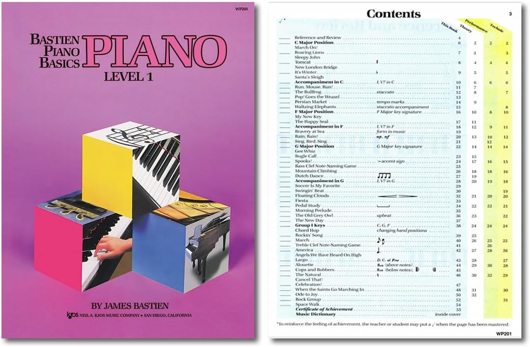 Bastien Piano Basics Level 1 Learning Set By Bastien - Lesson, Theory, Performance, Technique & Artistry Books & Juliet Music Piano Keys 88/61/54/49 Full Set Removable Sticker