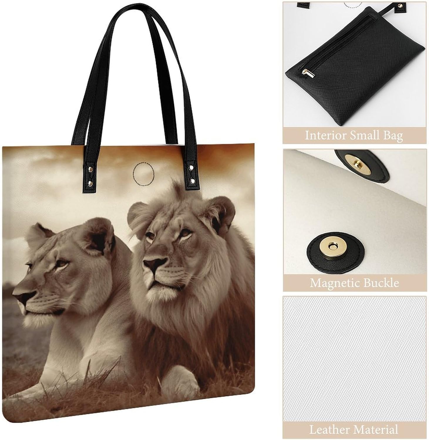PU Leather Tote Bag for Women Fashion Large Capacity Shoulder Bags image 5