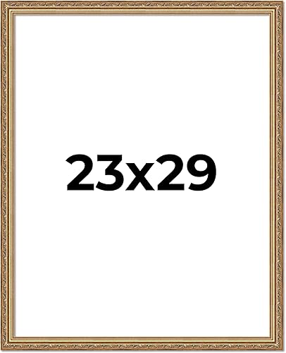Miniatura 1 de Marco de fotos de madera maciza dorada de 23 x 29 pulgadas de ancho de 1.25 pulgadas  Profundidad del marco interior de 0.375 pulgadas  Marco de