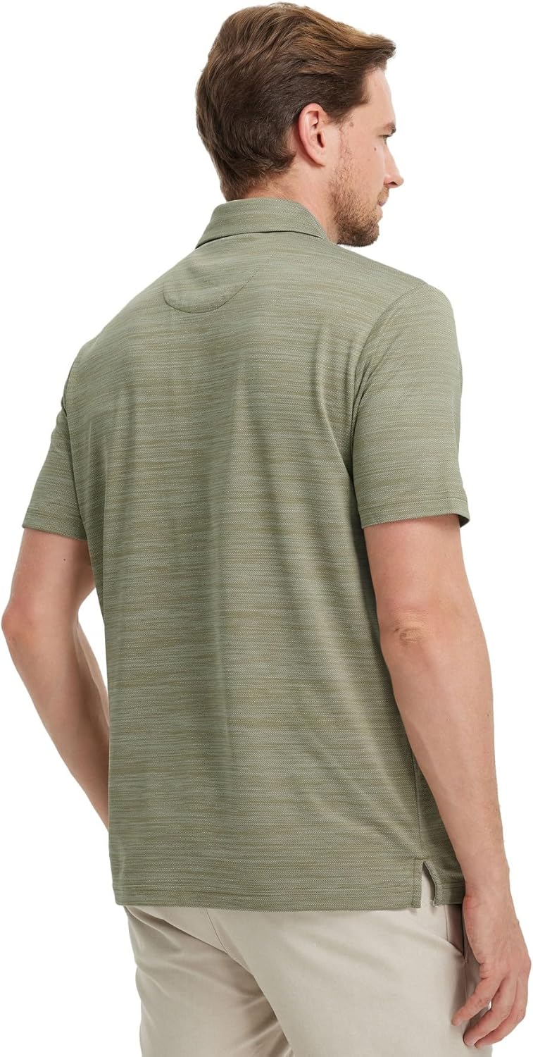 Rouen Polo Shirts for Men Dry Fit Performance Moisture Wicking Casual Jacquard Heather Collared Mens Golf Shirts Short Sleeve - Image 4