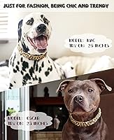 Vista 4 de Collar de perro de cadena dorada de 3/4 de ancho, collar de perro de eslabones cubanos de moda, lindo collar de moda para perros pequeños