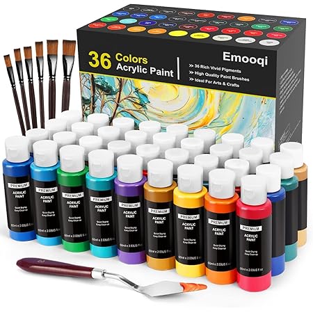 32 Kleuren Acrylverf Set 60ml Flessen Niet-Toxische Metallic Verf Met 5 Kwasten