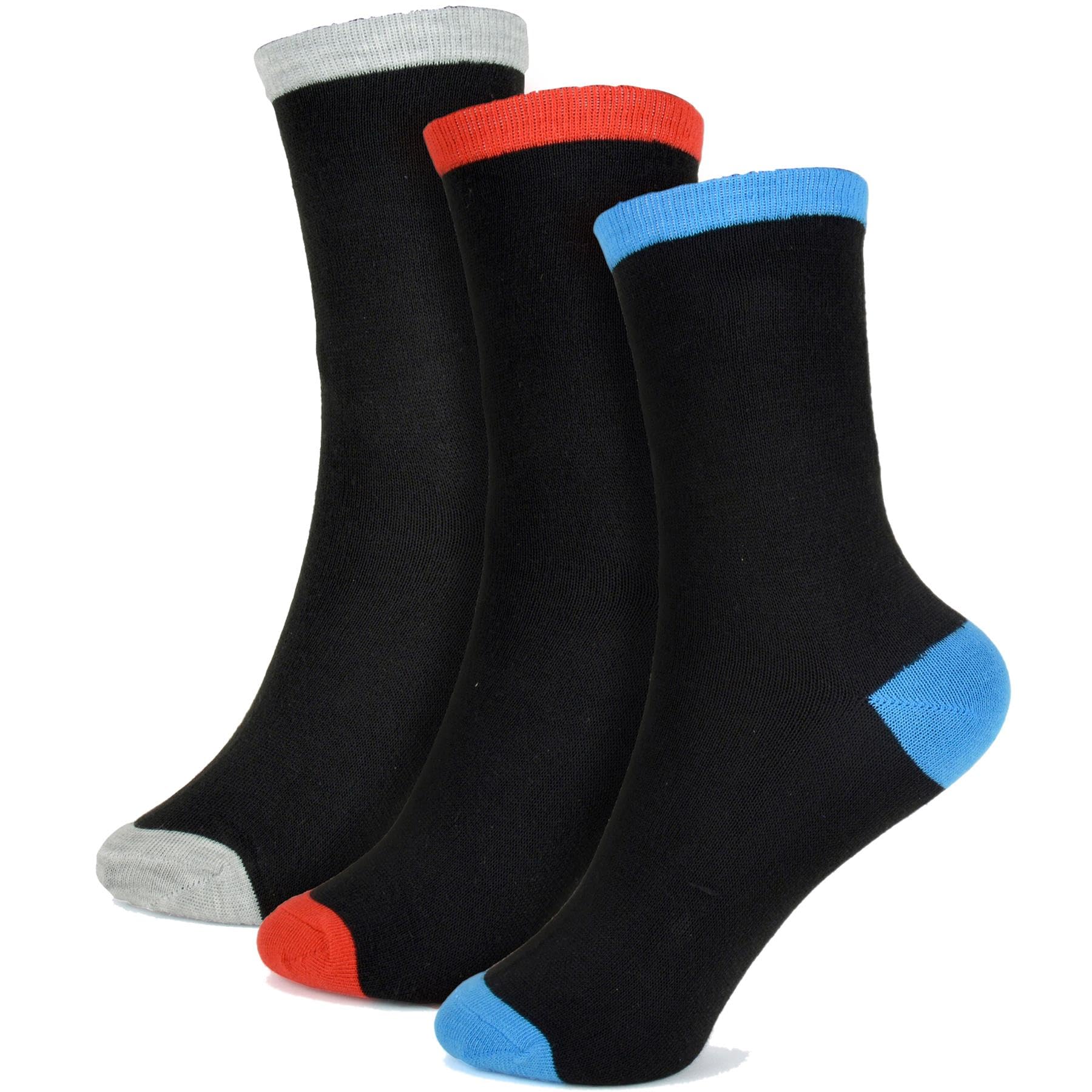 A2z 4 Kids Boys Black A Stylish Contrast Heel And Toe Socks - Socks Az123 3 Pack 3-6