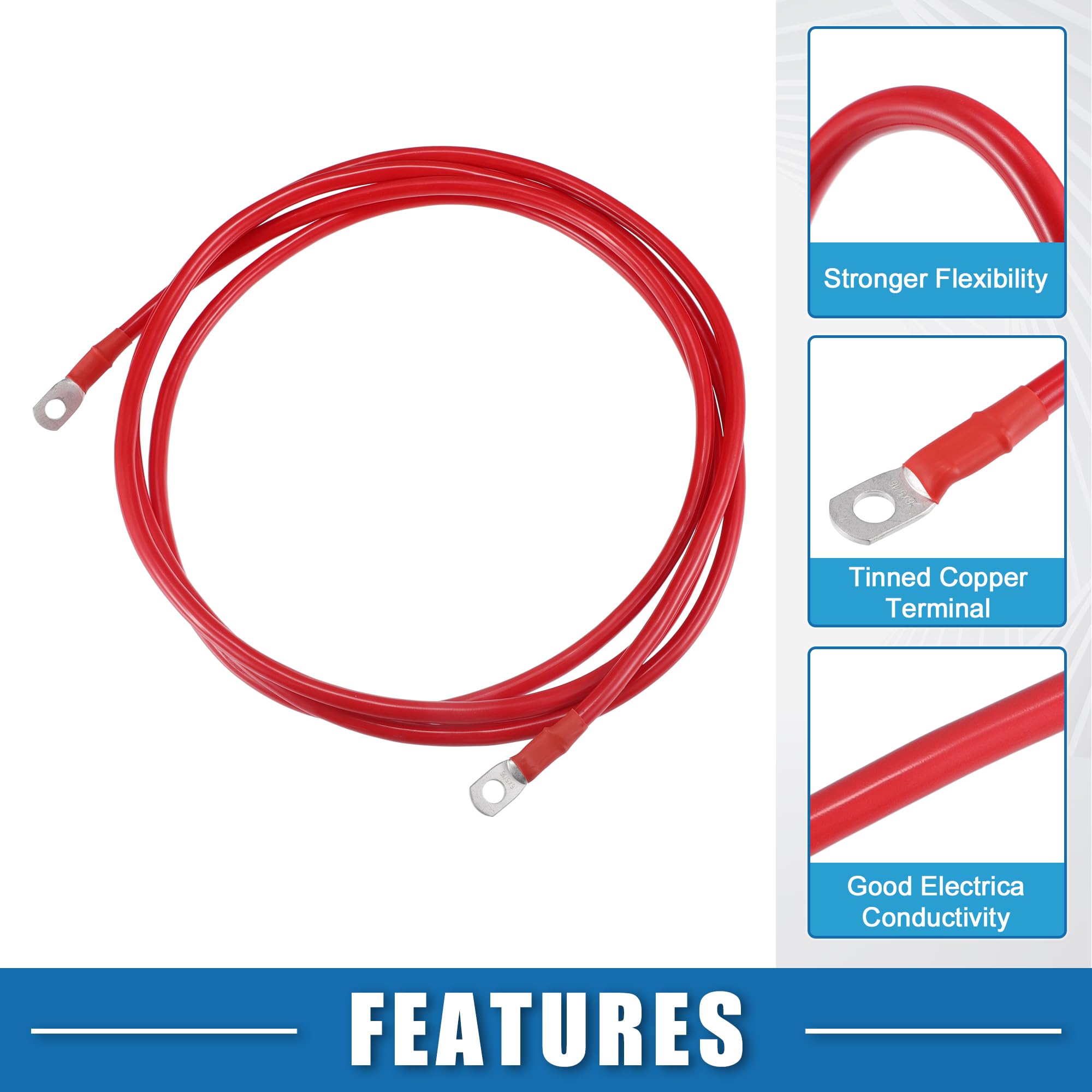 A ABSOPRO Câble De Batterie 6 AWG Rouge 1pc pour Voiture en Cuivre Pure