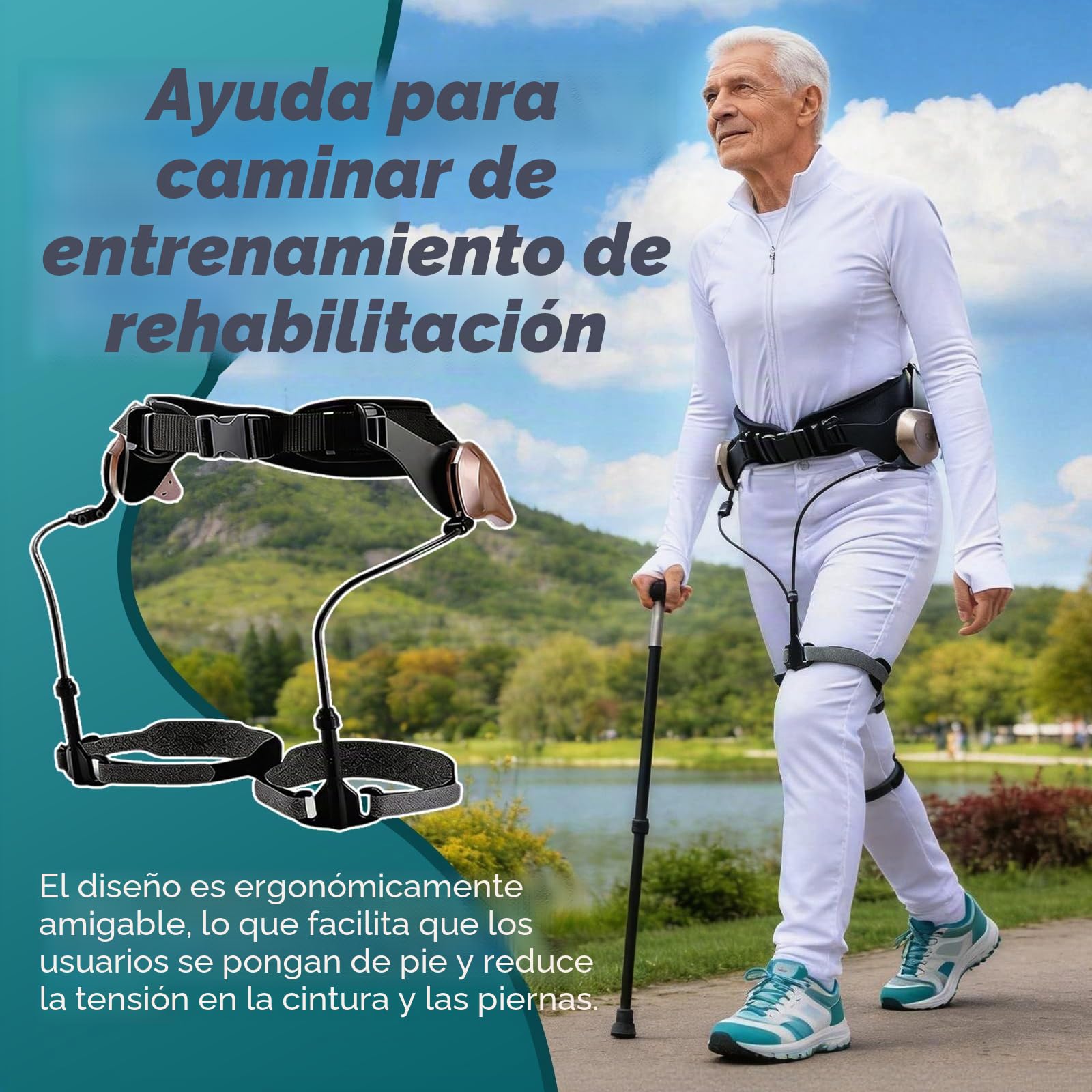Exoesqueleto Biónico para Ayudar a Caminar, Exoesqueleto Caminar Andador de rehabilitación con 3 Niveles Ajustables Equipo De Rehabilitación para Personas Mayores y discapacitadas Left+Right