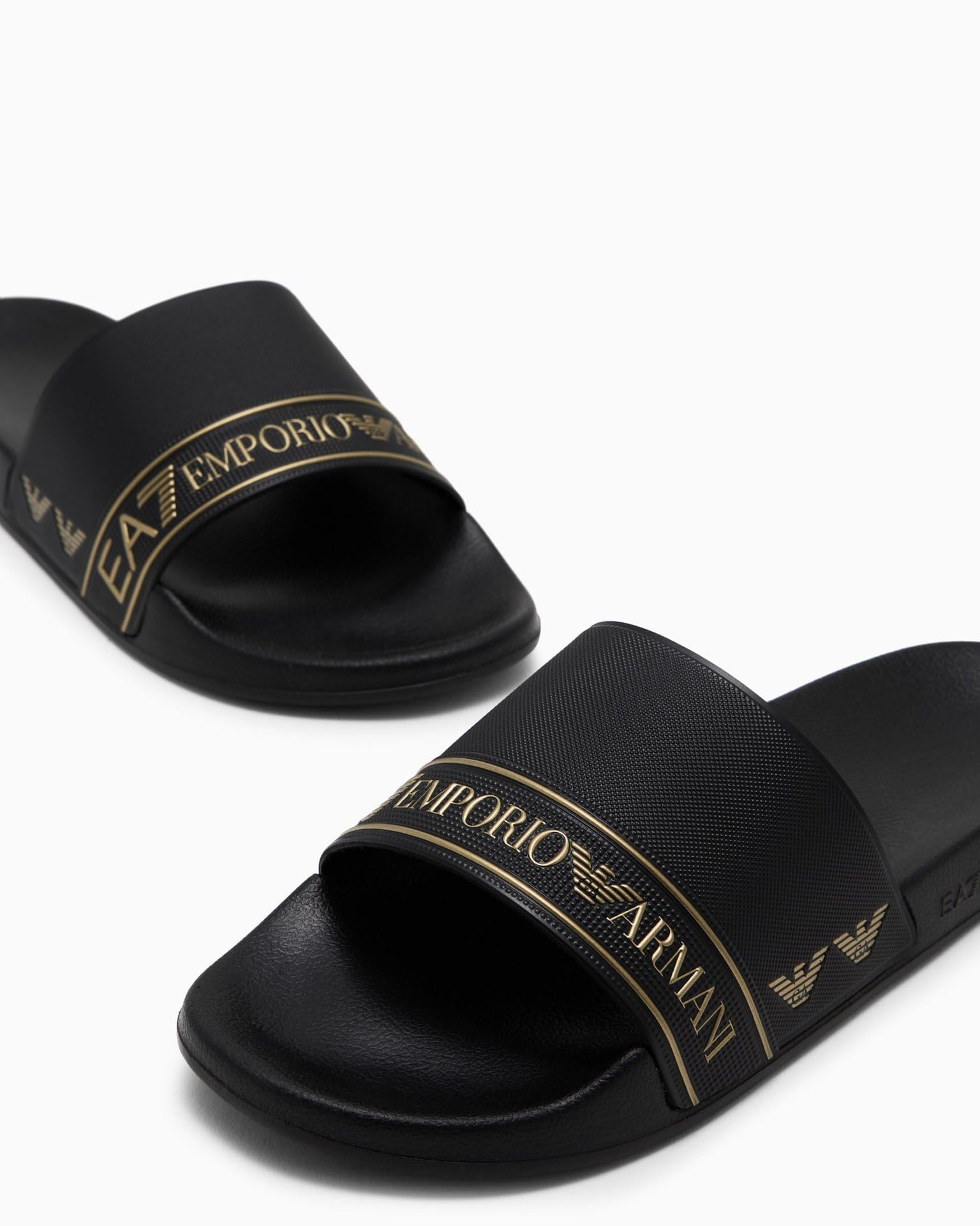EA7 Uomo Ciabatte A Strisce Di Marca, Black/Gold, 43 EU